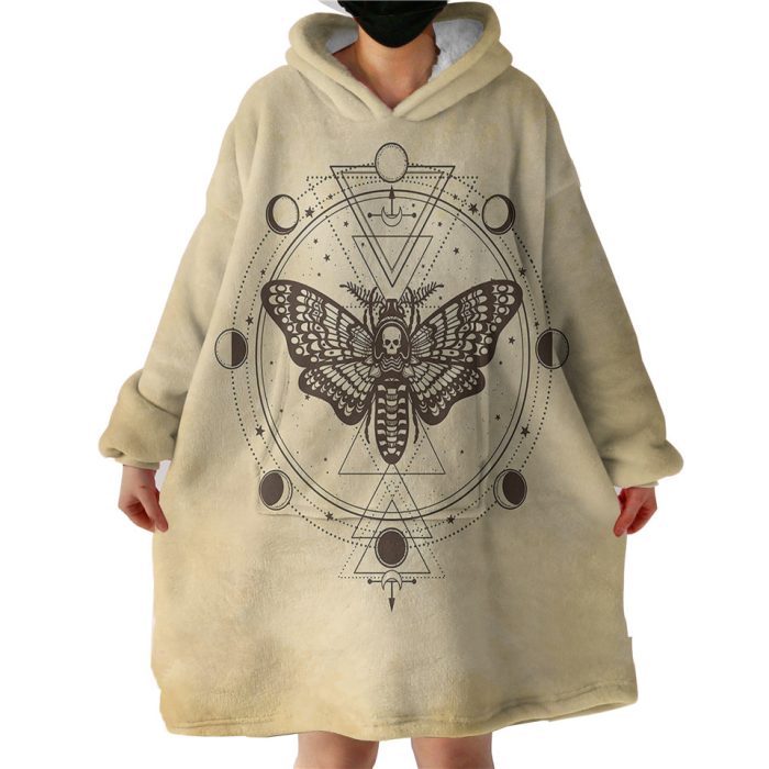 Old School Skull Butterfly Zodiac Hoodie Wearable Blanket WB0467