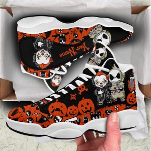 Old Skull Pumpkin Happy Halloween Custom Name Air Jordan 13 Shoes 1