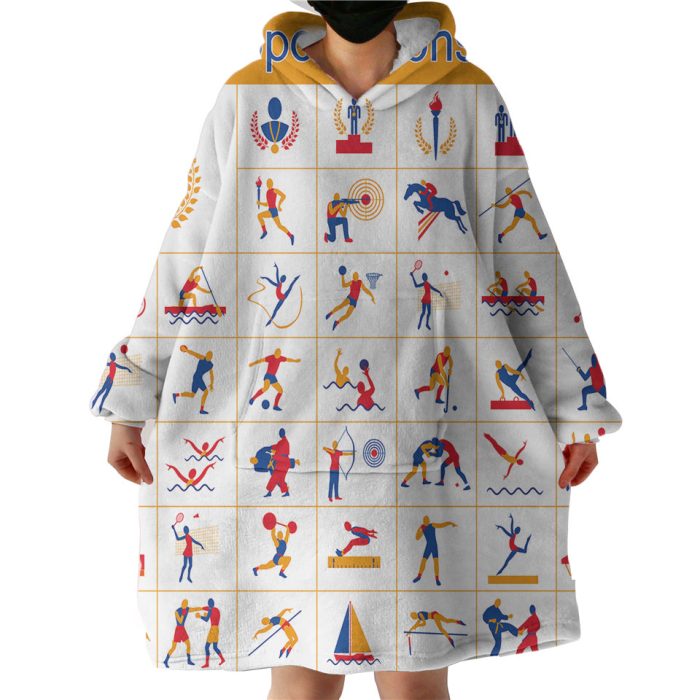 Olympic Sports Icon Illustration Hoodie Wearable Blanket WB0681