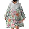 Orange & Pink Roses Watercolor Hoodie Wearable Blanket WB0591