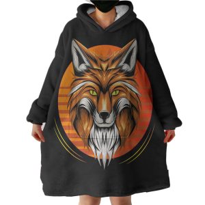Orange Wolf Hoodie Wearable Blanket WB1016