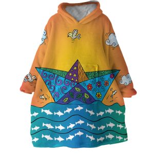 Origami Boat Hoodie Wearable Blanket WB1483 1