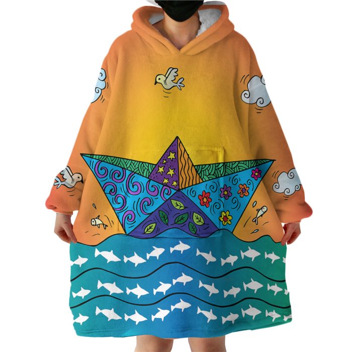 Origami Boat Hoodie Wearable Blanket WB1483