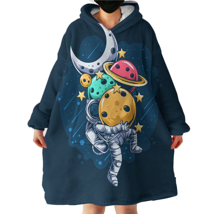 Outer Space With Astronaut Hoodie Wearable Blanket WB1323