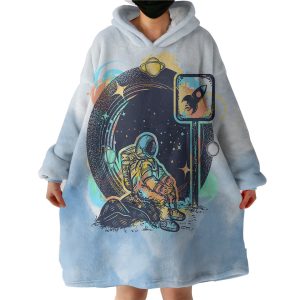 Outer space Astronaut - Watercolor Pastel Theme Hoodie Wearable Blanket WB0536