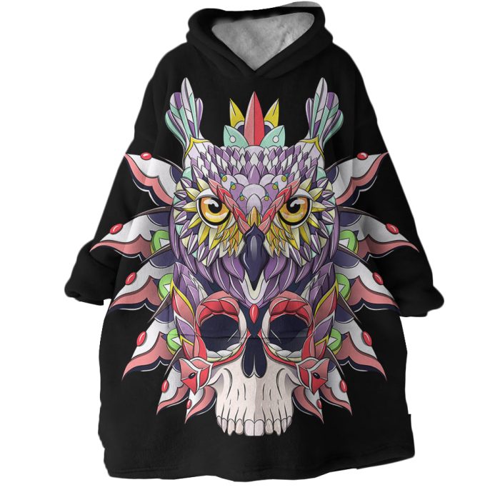 Owl Skull Hoodie Wearable Blanket WB1616 1