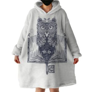 Owl in Book Sketch Hoodie Wearable Blanket WB0598