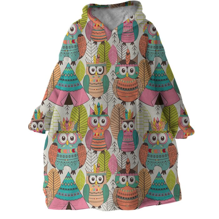 Owls Hoodie Wearable Blanket WB0021 1