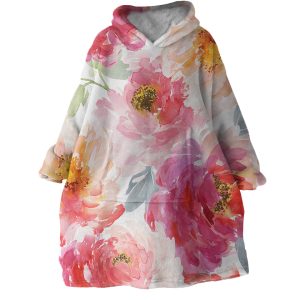 Painted Flowers Hoodie Wearable Blanket WB0846 1