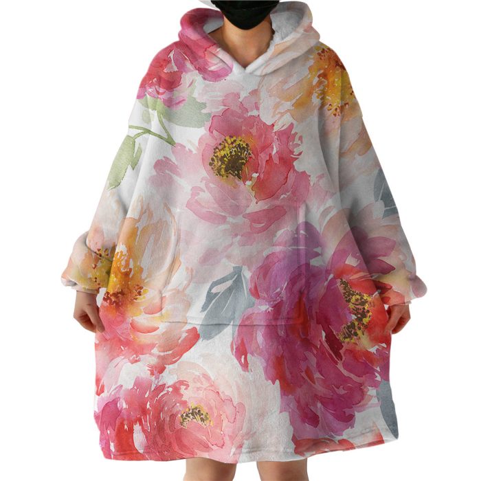 Painted Flowers Hoodie Wearable Blanket WB0846