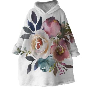 Painted Flowers Hoodie Wearable Blanket WB1071 1