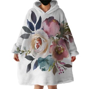 Painted Flowers Hoodie Wearable Blanket WB1071