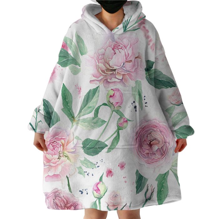 Painted Flowers Hoodie Wearable Blanket WB1085