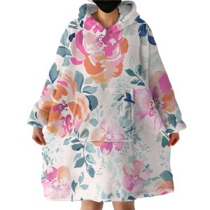 Painted Flowers Hoodie Wearable Blanket WB1543