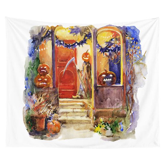 Painting Halloween Tapestry Pumpkin Tapestry