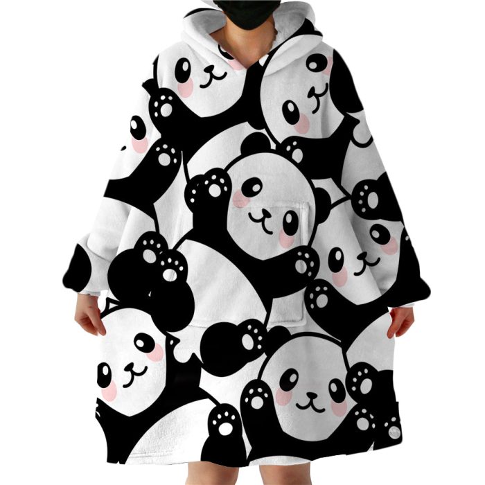 Panda Cubs Hoodie Wearable Blanket WB0117