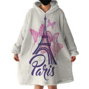 Paris Eiffel Hoodie Wearable Blanket WB1145