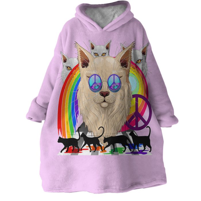 Peace Cats Hoodie Wearable Blanket WB1393 1