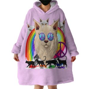Peace Cats Hoodie Wearable Blanket WB1393