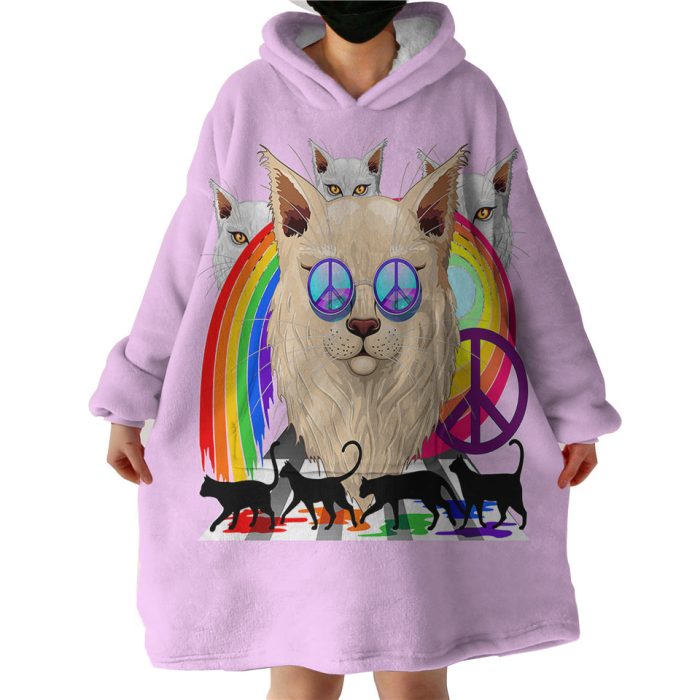 Peace Cats Hoodie Wearable Blanket WB1393
