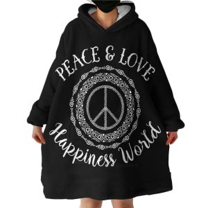 Peace & Love Sign Hoodie Wearable Blanket WB1588