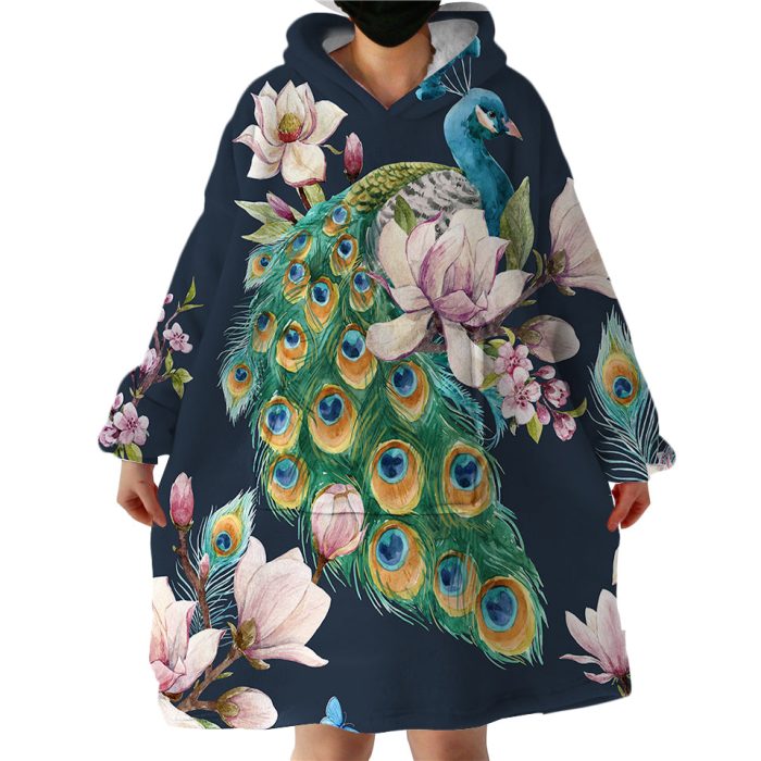Peacock Grace Hoodie Wearable Blanket WB2020