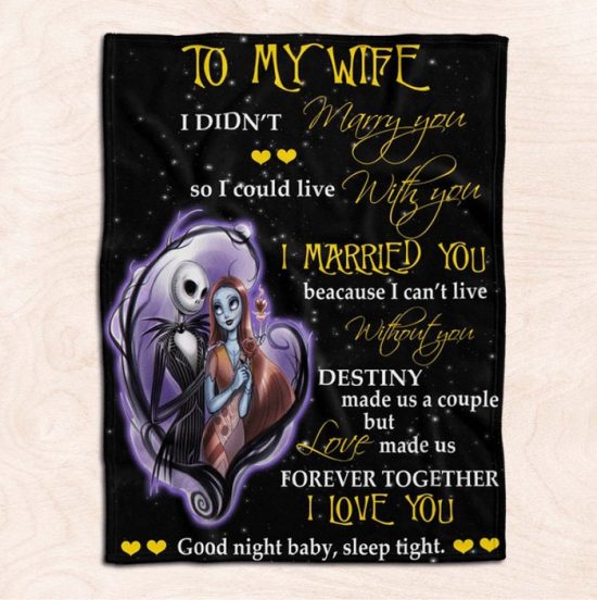 Personalize Blanket For Wife Jack Skellington Blanket Fleece Blanket Sherpa Blanket 1