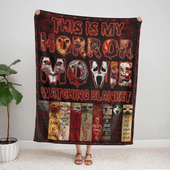 Personalize Name Watching Blanket Halloween Blanket Horror Movie Blanket Fleece Blanket Sherpa Blanket 1