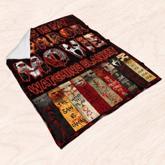 Personalize Name Watching Blanket Halloween Blanket Horror Movie Blanket Fleece Blanket Sherpa Blanket 2