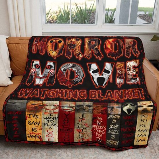 Personalize Name Watching Blanket Halloween Blanket Horror Movie Blanket Fleece Blanket Sherpa Blanket