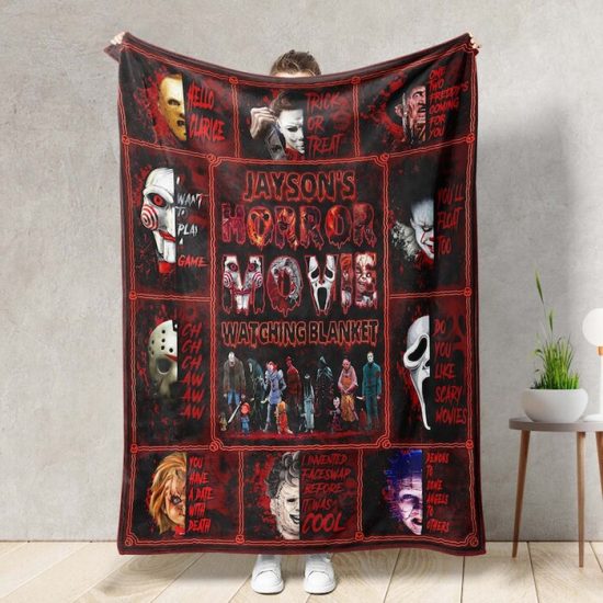 Personalized Blanket Horror Movie Halloween Blanket Halloween Blanket Fleece Blanket Sherpa Blanket Gift