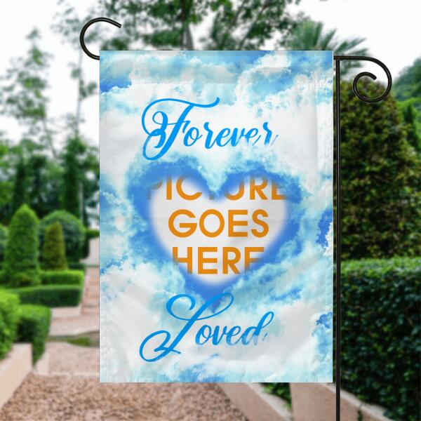 Personalized Memorial Garden Flag FForever Loved Clouds For Loss OF Someone Custom Memorial Gift 1