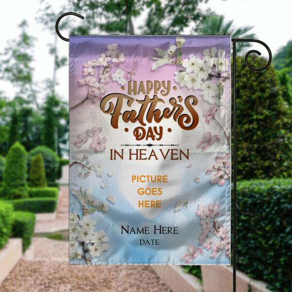 Personalized Memorial Garden Flag Happy Father's Day In Heaven For Dad Custom Memorial Gift