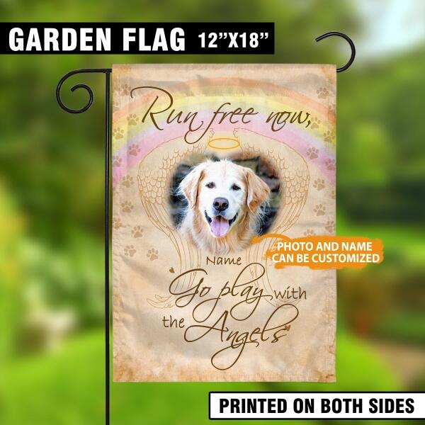 Personalized Pet Memorial Garden Flag Dandelion Run For Free With Angels For Loss Of Pet Custom Memorial Gift 1