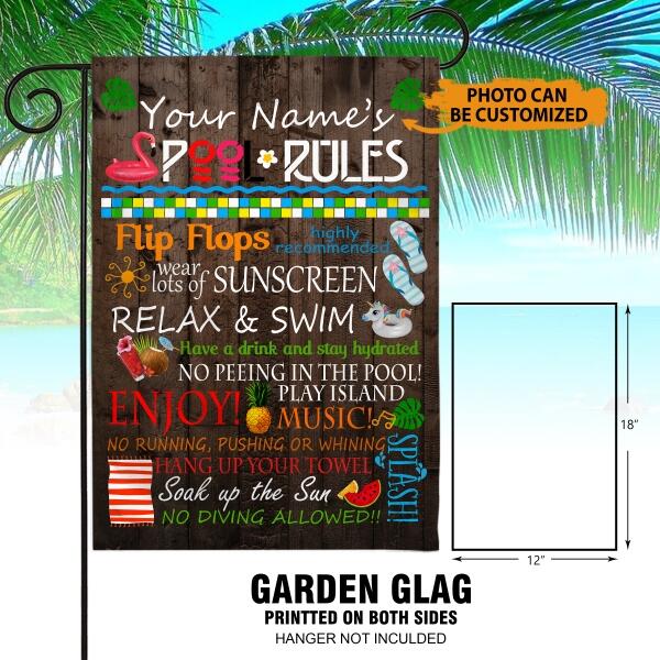 Personalized Swimming Pool Flag For House Beach House Pool Spool Rules Garden Flag Brown 1