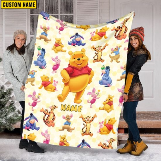 Personalized Winnie The Pooh Blanket Pooh Bear Blanket Winnie The Pooh And Friends Blanket Tigger Piglet Eeyore Blanket Cartoon Pooh