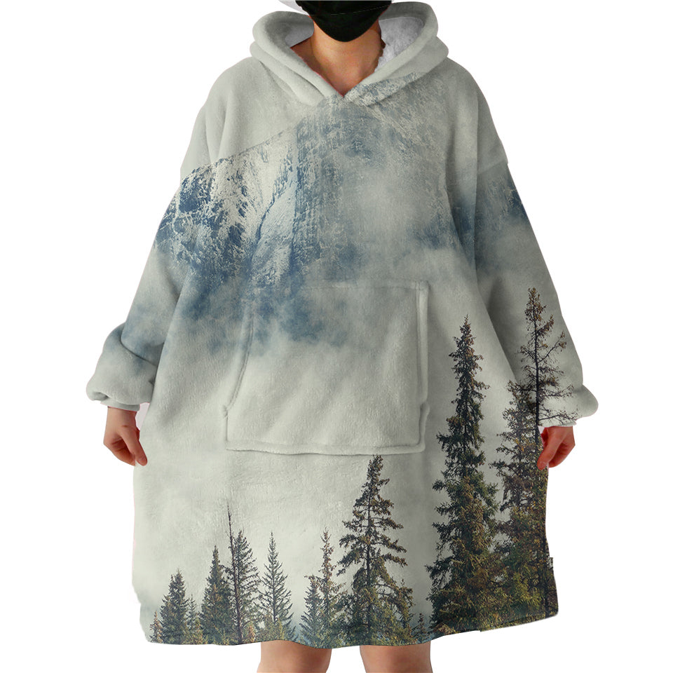Pine Plants Fog Landscape Hoodie Wearable Blanket WB0364