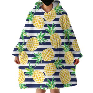 Pineapple Stripes Hoodie Wearable Blanket WB1579