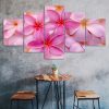 Pink Frangipani Flowers 5 Piece Five Panel Wall Canvas Print Modern Art Poster Wall Art Decor