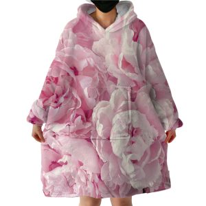 Pink Peony Hoodie Wearable Blanket WB1540