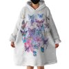 Pink & Purple Butterflies Hoodie Wearable Blanket WB0128