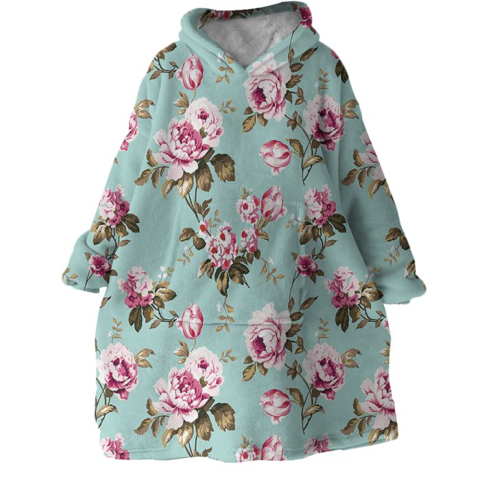 Pink Roses Hoodie Wearable Blanket WB1348 1