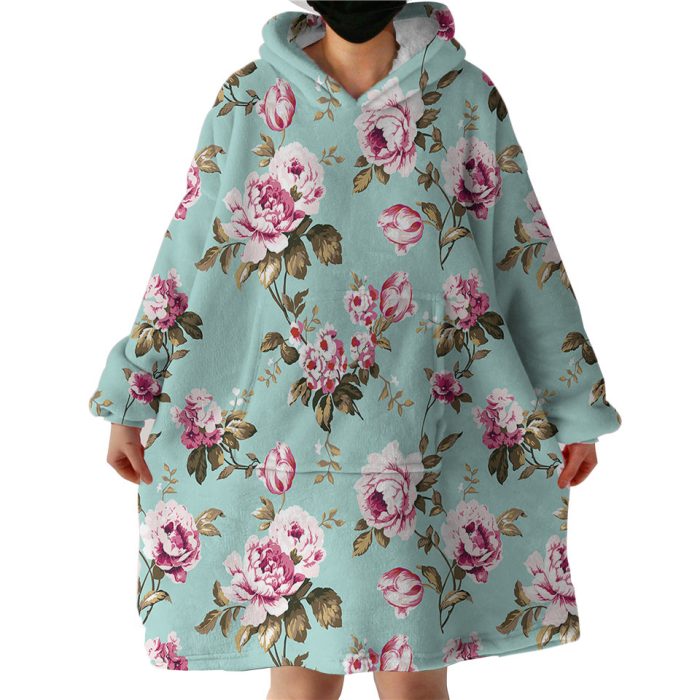 Pink Roses Hoodie Wearable Blanket WB1348