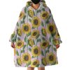 Pink Sun Flowers Hoodie Wearable Blanket WB0744