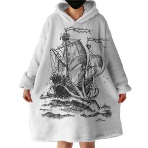 Pirate Ship On Ocean Hoodie Wearable Blanket WB0566