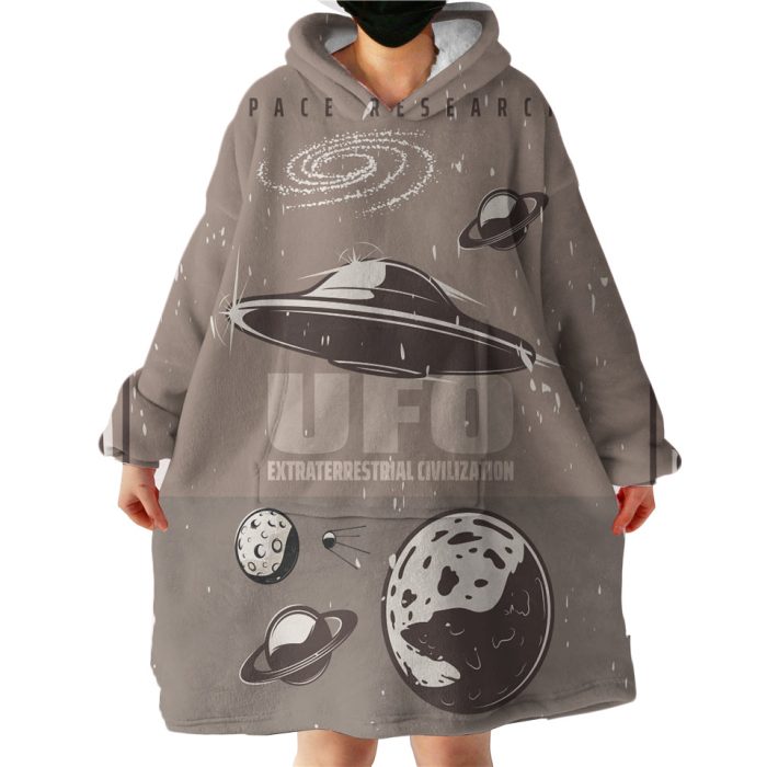 Planet and UFO Hoodie Wearable Blanket WB1277