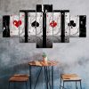 Poker Cards Aces Four of a Kind 5 Piece Five Panel Canvas Print Modern Poster Wall Art Decor