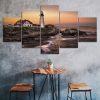 Portland Headlight Lighthouse Seashore Scenery 5 Piece Five Panel Canvas Print Modern Poster Wall Art Decor