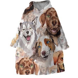 Puppies Hoodie Wearable Blanket WB1782 1