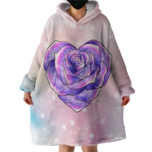 Purple Heart Rose Pastel Theme Hoodie Wearable Blanket WB0159
